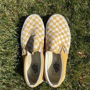 Vans Yellow and White Checkerboard Canvas Sneakers
